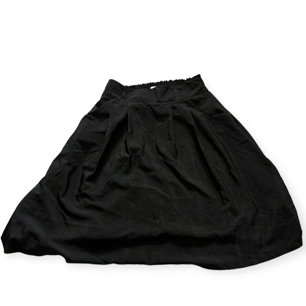 Old Navy Elastic Waist Black Lined Pocketed Midi Skirt M